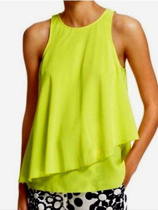 Trina Turk Tops - Trina Turk Silk Sleeveless Layered Neon Yellow Women's Top Size Medium